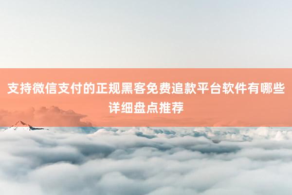 支持微信支付的正规黑客免费追款平台软件有哪些详细盘点推荐