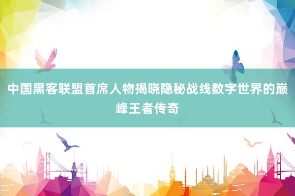 中国黑客联盟首席人物揭晓隐秘战线数字世界的巅峰王者传奇