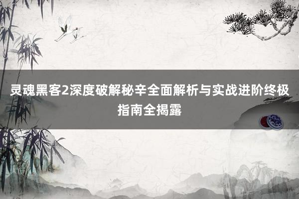灵魂黑客2深度破解秘辛全面解析与实战进阶终极指南全揭露
